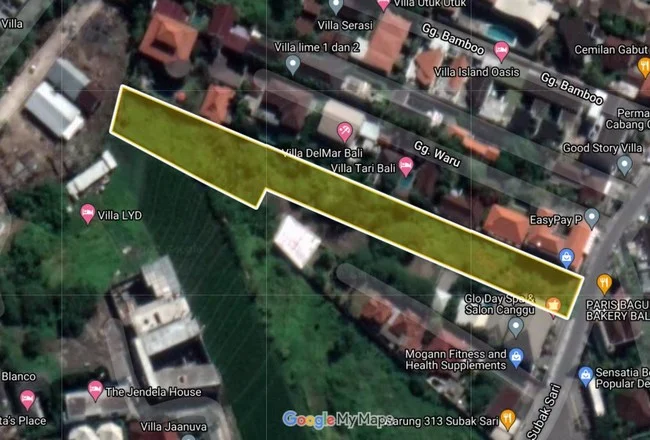 Jual tanah di Jalan Subak Sari Tibubeneng berawa