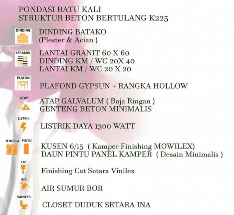 Spesifikasi bahan bangunan Puri Nuansa Gunung Salak residence