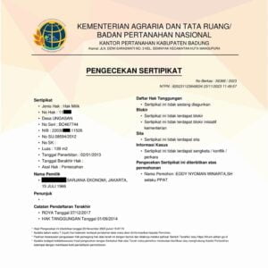 Contoh Hasil Pengecekan Sertifikat di BPN (2)1