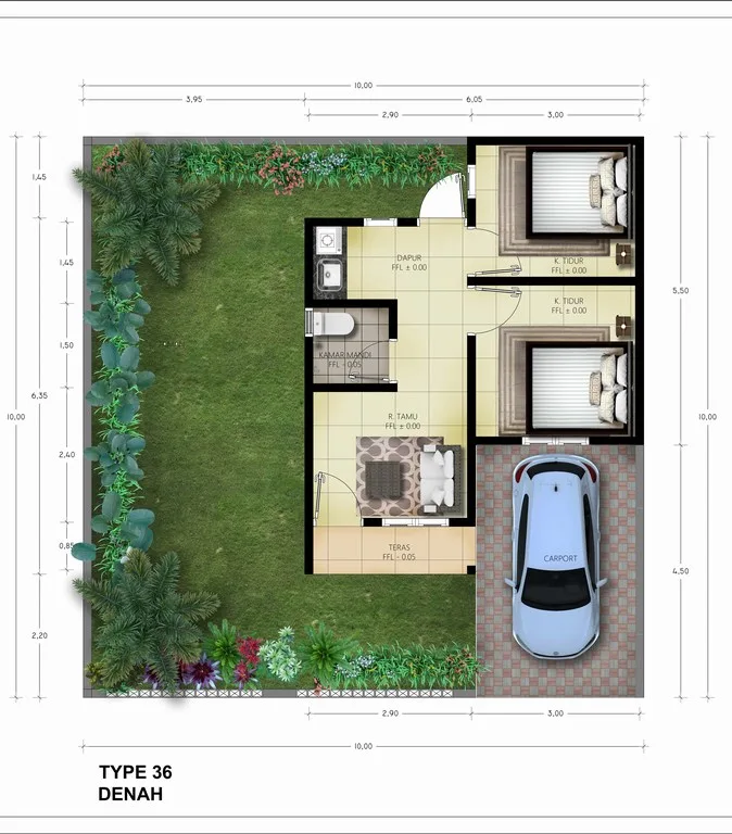 Layout Perdana Kampial Cluster Type 36