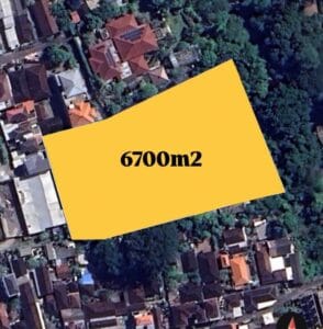 Tanah dijual di Kembang Kepah Gatsu Timur Denpasar luas 6700 m2 dengan pemandangan pinggir sungai Ayung untuk proyek villa mewah.