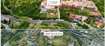 Pemandangan laut dari lahan dijual di Pantai Pandawa Bali dengan latar belakang laut biru dan langit cerah.