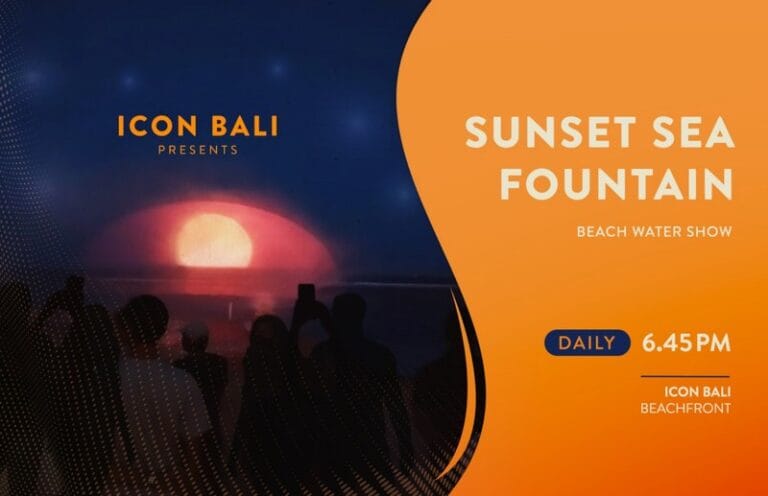 pertunjukan di icon mall sanur sunset sea fontain beach water show