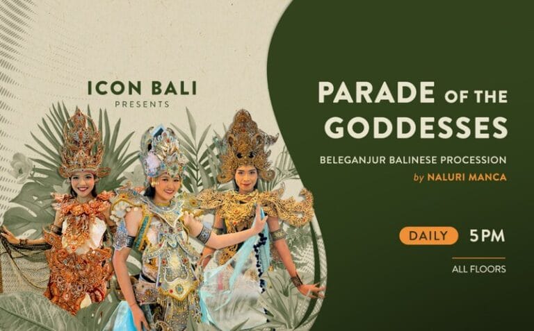 pertunjukan icon Bali Mall Parade of the goddesses beleganjur balininese procession by naluri manca