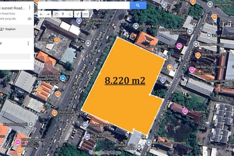 Disewakan Tanah di Sunset Road Siloam Hospital Kuta 8220 m2