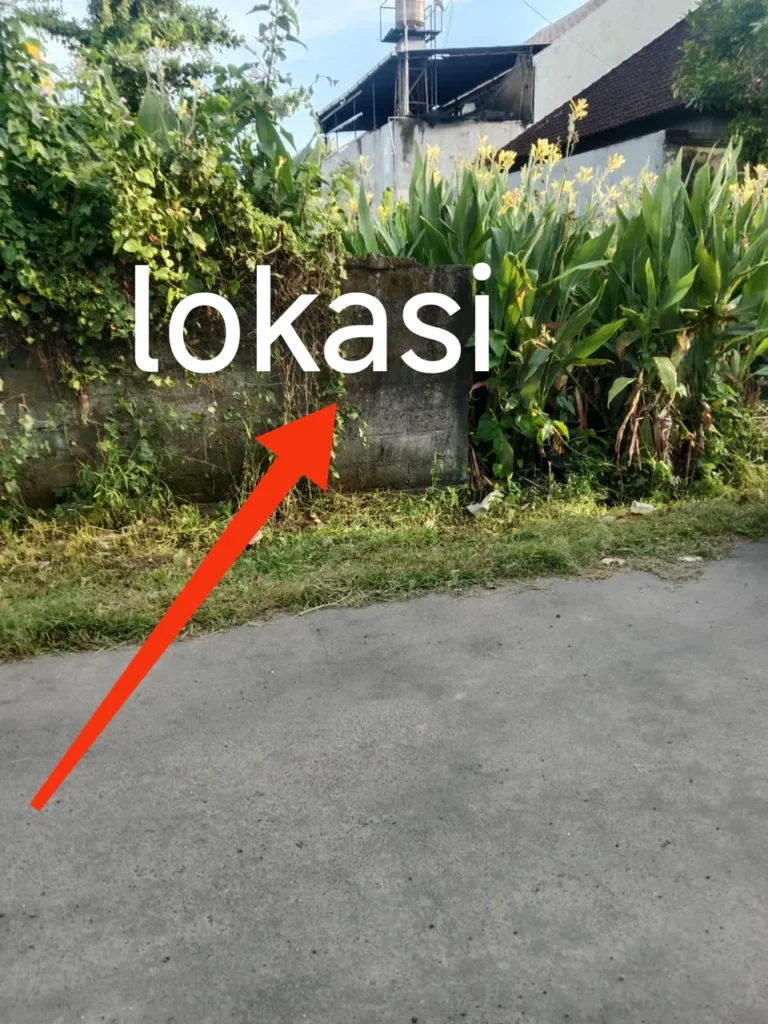 Dimensi tanah 2 are dengan lebar depan 10 meter pada listing dijual tanah di Tukad Badung untuk kebutuhan pembangunan guesthouse atau kost eksklusif.