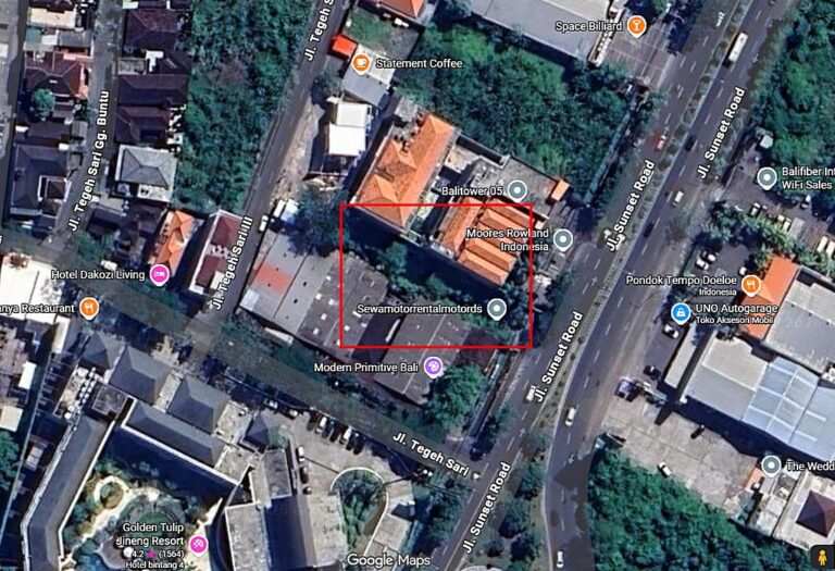 Lahan komersial disewakan seluas 7 are di Jalan Sunset Road Bali tepat di samping Hotel Golden Tulip Jineng Resort dan dekat Patung Dewa Ruci dengan akses jalan raya utama yang strategis untuk usaha.