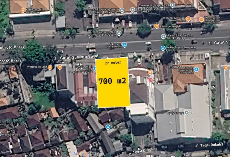 Dijual Tanah Pinggir Jalan Raya Utama Gatot Subroto Barat 7 Are
